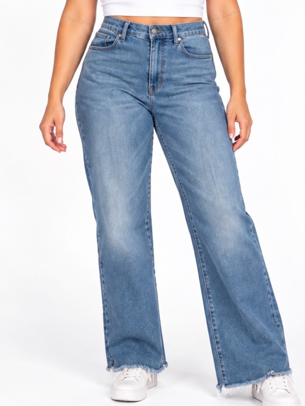 Good American Women’s Blue Straight-Leg Jeans raw hem SZ 16